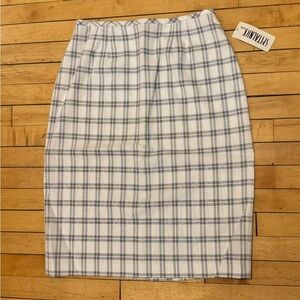 NOS Vintage 80s Spitalnick & Co Plaid Midi Pencil Skirt W/ Back Slit USA Made 14